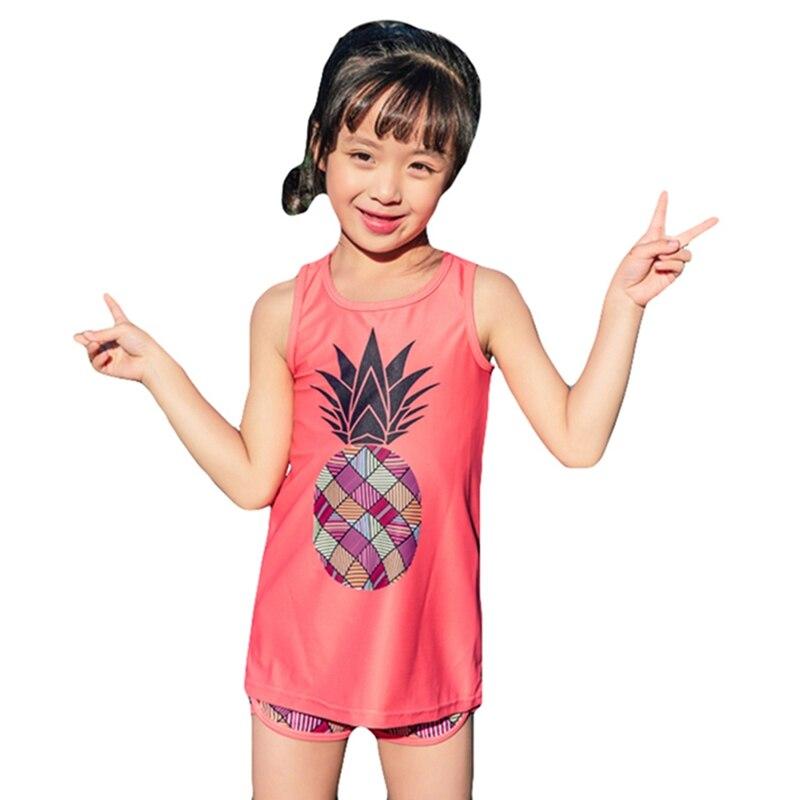 Kids Little Girls Two-Piece Tankini Swimsuit Children's Split Swimsuit Swimming Suit Girls Kids Top and Pants Suit Swimwear