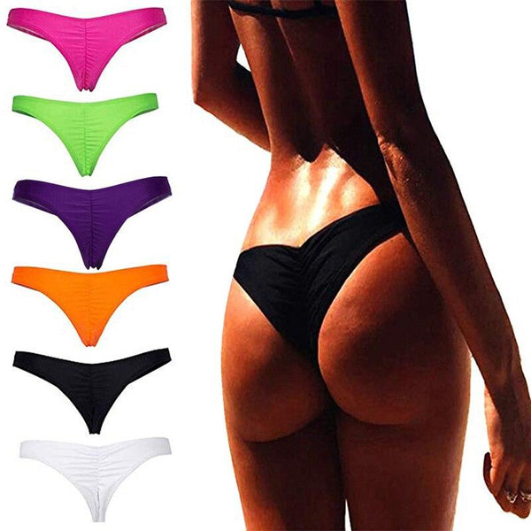 Vertvie Separates Bikini 2019 Summer New Women's Swimwear Fold Solid Panties Single Piece Sexy Low Waist Beach Shorts for Female
