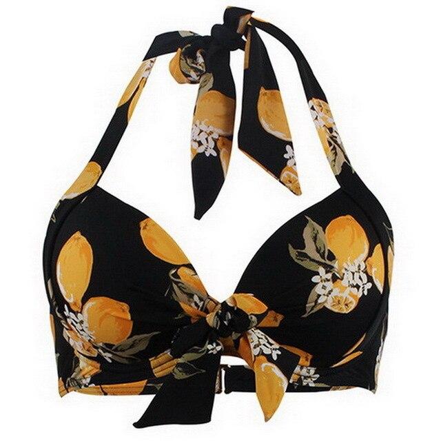 Halter Bikini With Elasticated Back Push Up Bikini Top Padded Underwire Bikini Swimwear Women Bandage Swimsuit Bikini Plus Size