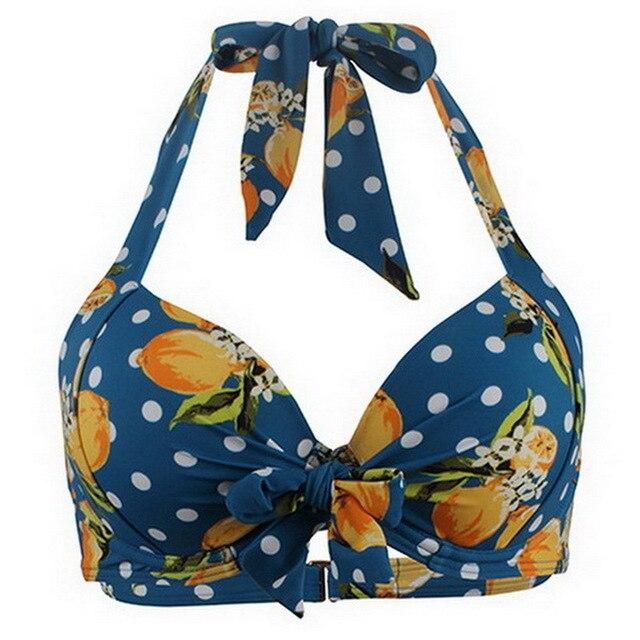 Halter Bikini With Elasticated Back Push Up Bikini Top Padded Underwire Bikini Swimwear Women Bandage Swimsuit Bikini Plus Size