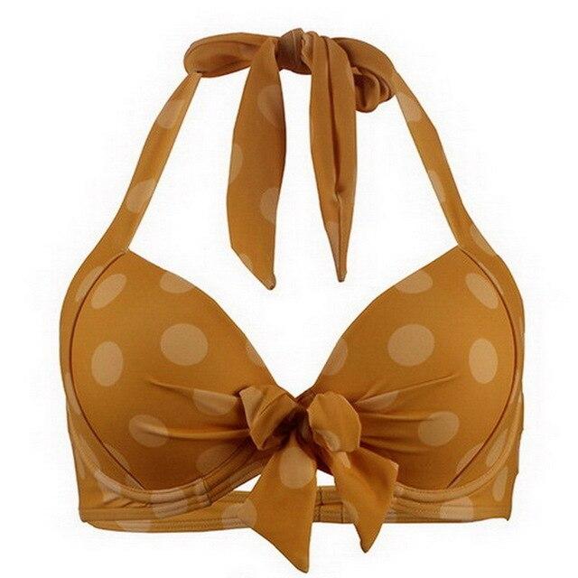 Halter Bikini With Elasticated Back Push Up Bikini Top Padded Underwire Bikini Swimwear Women Bandage Swimsuit Bikini Plus Size