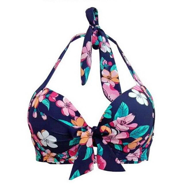 Halter Bikini With Elasticated Back Push Up Bikini Top Padded Underwire Bikini Swimwear Women Bandage Swimsuit Bikini Plus Size
