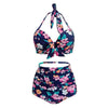 Halter Bikini With Elasticated Back Push Up Bikini Top Padded Underwire Bikini Swimwear Women Bandage Swimsuit Bikini Plus Size