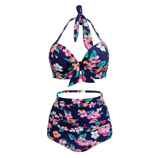 Halter Bikini With Elasticated Back Push Up Bikini Top Padded Underwire Bikini Swimwear Women Bandage Swimsuit Bikini Plus Size