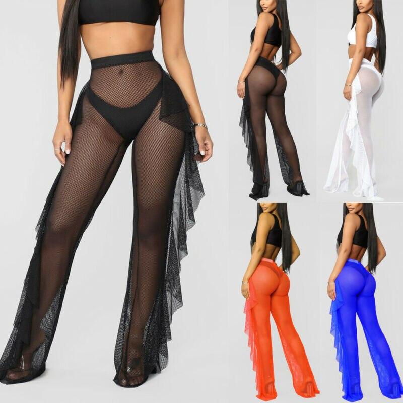 Women's Sheer Mesh Bikini Cover Up Swimwear Swimsuit Bathing Summer Beach Pant