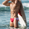 Swimwear Briefs Men Swimming Trunks Pants Slim Gay Breathable Underwear Splice Stripe Black Beach Summer Swimsuit thong Sexy