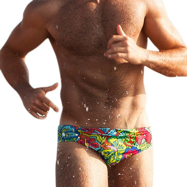 Swimwear Briefs shorts Men Swimming Trunks Pants Slim Gay Breathable Underwear Floral Print Beach Summer Swimsuit Bikini Sexy