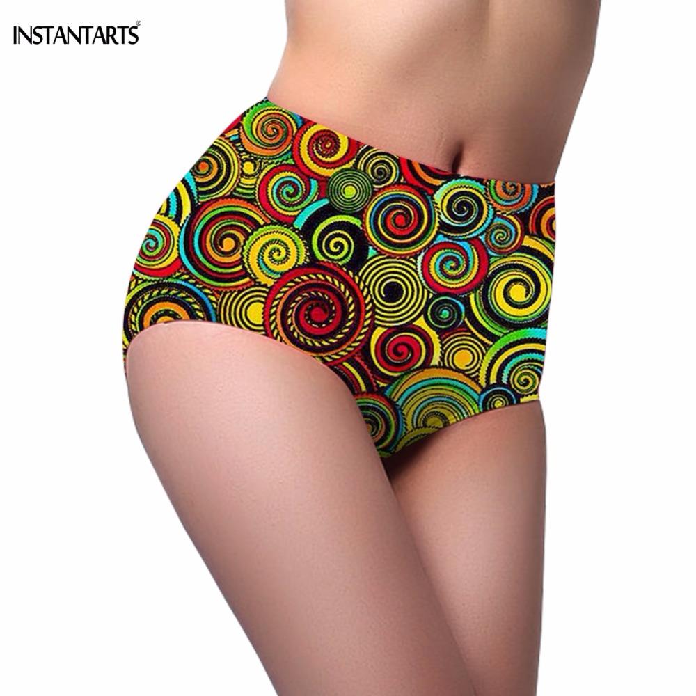 INSTANTARTS Retro African Swirl Floral Pattern Woman Summer Sexy Swimming Trunks Bathing Beach One-piece Swimsuits Lady Swimwear