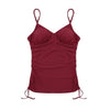 Women's Tankini Swimsuit Top V-neck Swimwear Adjustable Spaghetti Straps  Swim Top Front Ruffled Wire-free Padded Swimming Suit