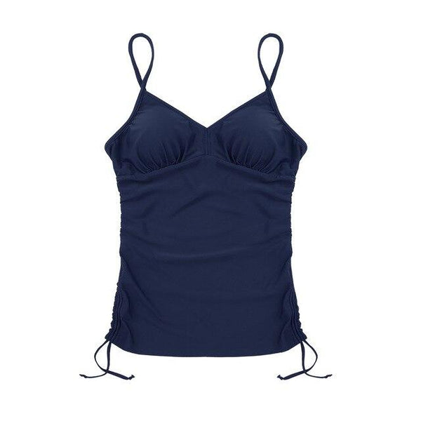 Women's Tankini Swimsuit Top V-neck Swimwear Adjustable Spaghetti Straps  Swim Top Front Ruffled Wire-free Padded Swimming Suit