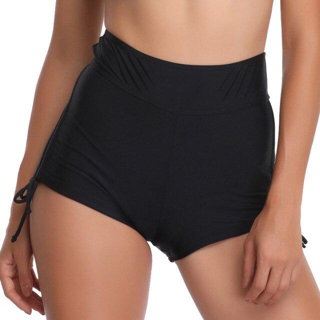 women swimsuit 2019 sexy solid swim trunks women high waisted elastic swimwear sexy bikinis maillot de bain femme