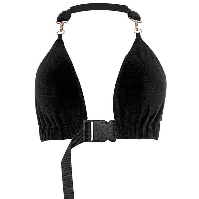 Sexy Women Front Buckle Halter Bandage Bikini Bra Top Bralette Bralet Bustier Crop Tank Tops Swimwear Beachwear Biquini