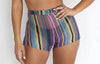 Sexy Women Crochet Straps Backless V-Neck Crop Tops+Shorts+Pants Bikini Cover Up Beach Stripe Bra Shorts Swimwear Bathing