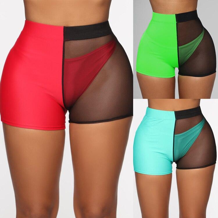 Sexy Bikini Bottoms High Waist Women Swimming Shorts Mesh Transparent Female Push Up Swimming Underwear 2019 Swimwear Women