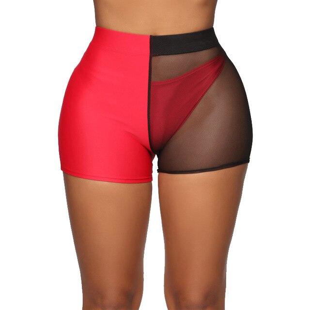 Sexy Bikini Bottoms High Waist Women Swimming Shorts Mesh Transparent Female Push Up Swimming Underwear 2019 Swimwear Women
