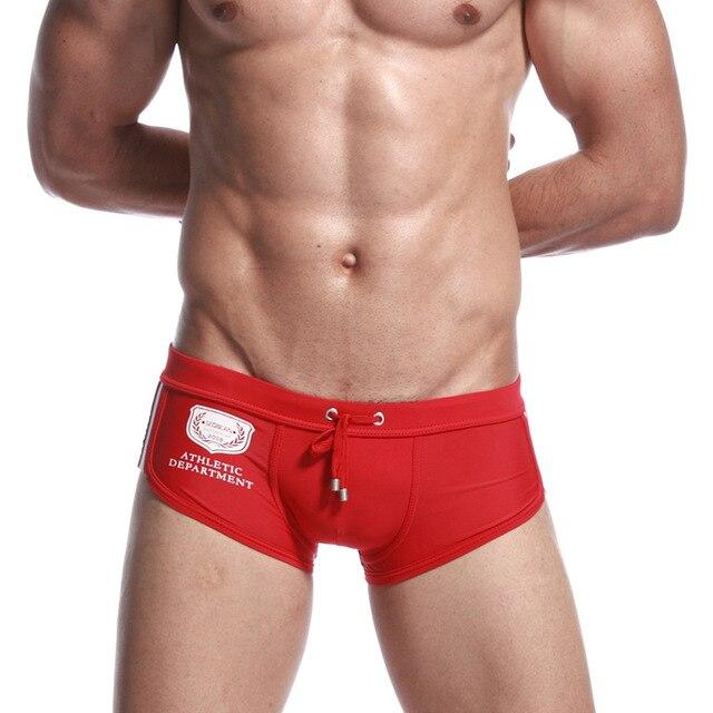 2019 Hot Sale Men's Lace Solid Color Low Waist Sexy Nylon Surf Beach Breathable Boxer Swimwear stroje kapielowe