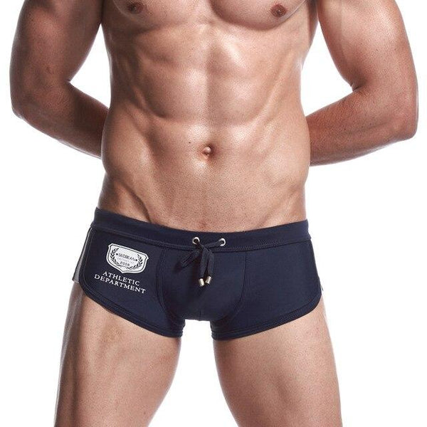 2019 Hot Sale Men's Lace Solid Color Low Waist Sexy Nylon Surf Beach Breathable Boxer Swimwear stroje kapielowe