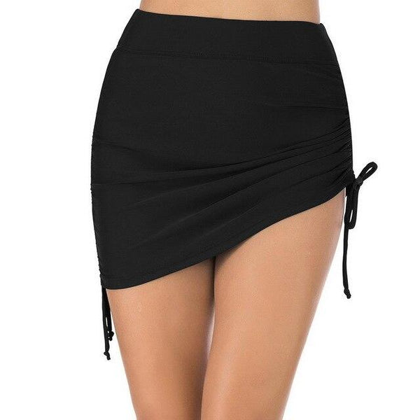 Vintage High Waist Bikini Bottom Women Swimdress Adjustable Two Piece Separate Swimming Skirt Navy Blue/Black Swimwear Wholesale