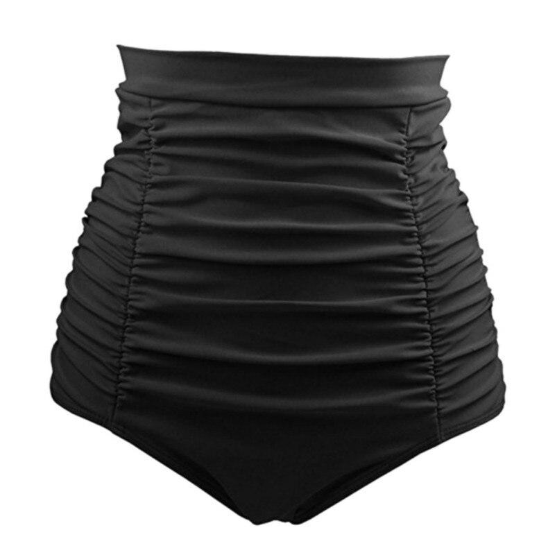 WJ 2019 Women Swimwear High-Waist Swim Trunk Solid Shorts Swim Underwear Sexy Bikini t Shorts Bottom Beach Pant Plus Size 3XL