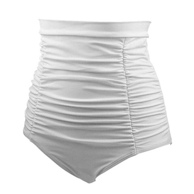 WJ 2019 Women Swimwear High-Waist Swim Trunk Solid Shorts Swim Underwear Sexy Bikini t Shorts Bottom Beach Pant Plus Size 3XL
