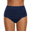 Women's Pleated Triangle Swimwear Summer Bikini Bottom Bottom Solid Color High Waist Swim Pants Beach Thong Biquini mujer #D