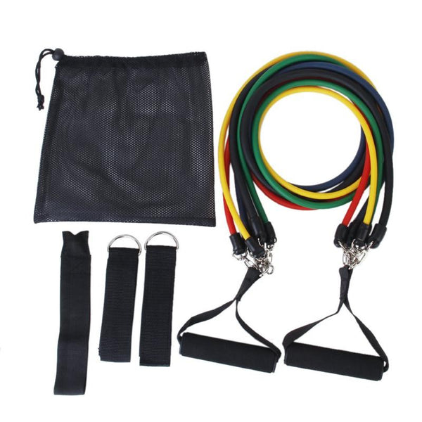 Set 11 pcs Fitness Exercise Latex Tube Resistance Bands