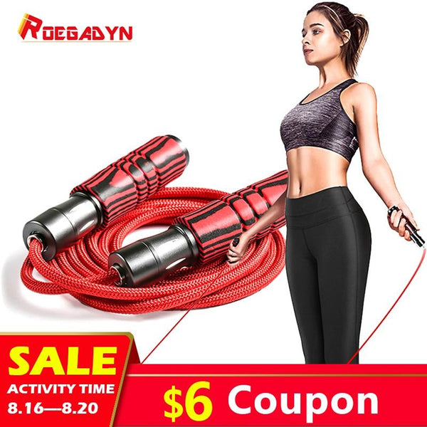 ROEGDAYN Adjustable 3m CrossFit Skip Rope Fitness Heavy / weighted Jump Rope with Metal Cable Bearing for Jumping Ropes Training