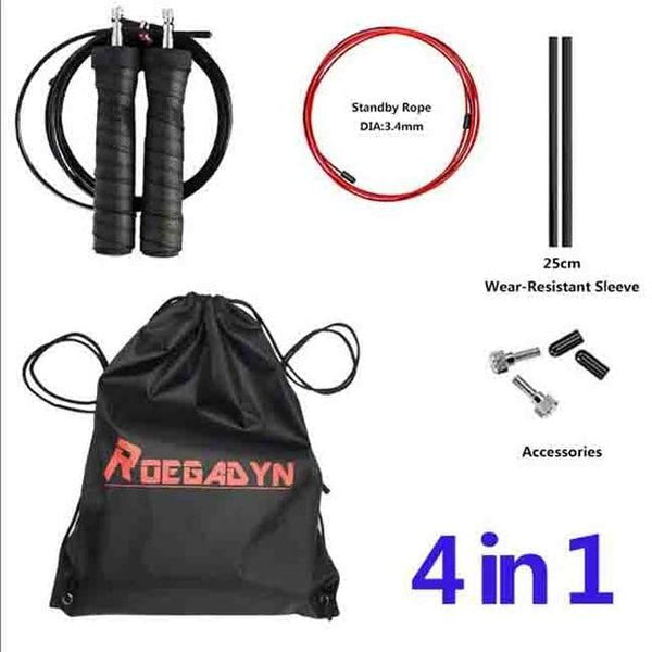 ROEGADYN Sports Black Anti-Slip High Speed Jump Rope Wire Jumping Ropes Speed Skipping Weighted Bearing Men Rope