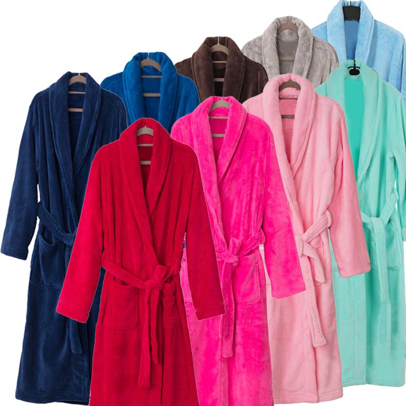 New Arrival Men Women Luxury Silk Flannel Winter Spa Bathrobe Mens Long Kimono Bath Robe Male Bathrobes Warm Night Dressing Gown