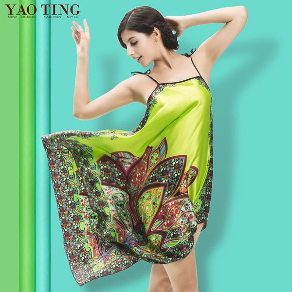 RB022 High Qulaity 2015 Zanzea Sexy New Women Floral Silk Strap Sleepwear Casual Loose Maxi Long Nightdress Nightgown