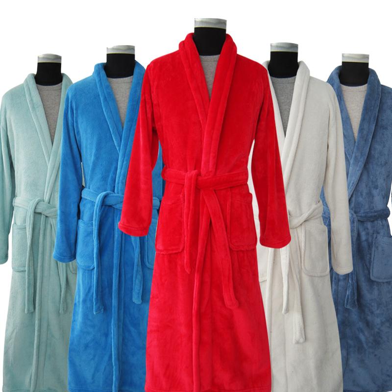 New Arrival Luxury Winter Long Bathrobe Warm Silk Flannel Kimono Bath Robe for Women Men Night Dressing Gown Bridesmaid Robes