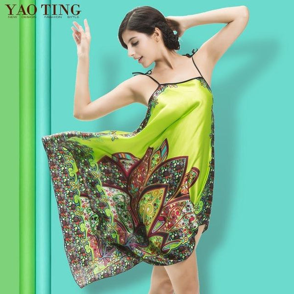 RB022 High Qulaity 2015 Zanzea Sexy New Women Floral Silk Strap Sleepwear Casual Loose Maxi Long Nightdress Nightgown