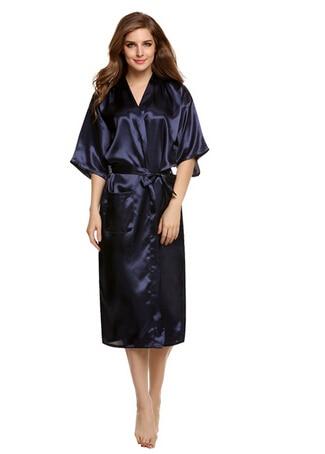 High Quality Black Women Silk Rayon Robe Sexy Long Lingerie Sleepwear Kimono Yukata Nightgown Plus Size S M L XL XXL XXXL A-050