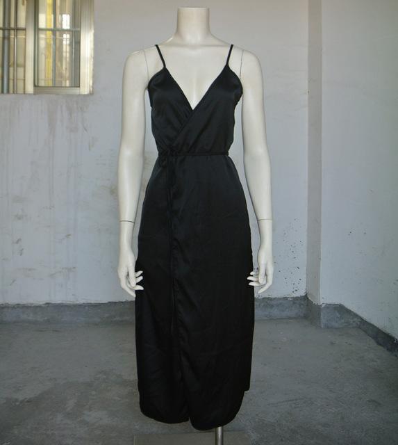 Long Satin Nightgown Comfy Deep V Nightie Sexy A-Line Wrap Slip Split Party Dresses Vestidos Holiday Lingerie