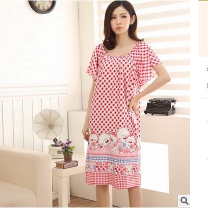 Summer Loose Large Size Nightgowns For Women Long Cartoon Girls Nightwear Nightdress Cotton And Silk Sleepshirt XXL E0005