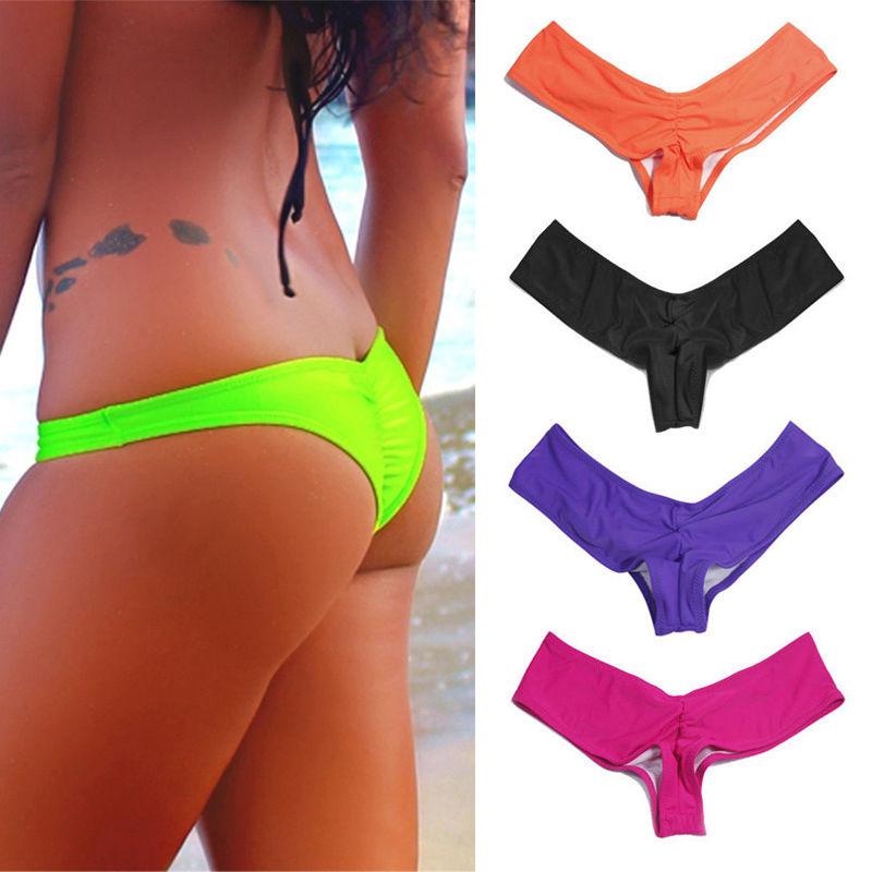 2017 Brazilian Bikini Bottoms Cheeky Swimwear Bathing Suit Thong tanga Bikini Bottom Women's Sexy Seamless Reversible Black
