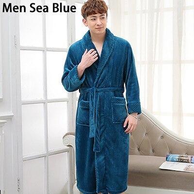 New Style Lovers Silk Soft Flannel Long Kimono Bath Robe Men Waffle Winter Bathrobe Mens Robes Dressing Gown Nightgowns for Male