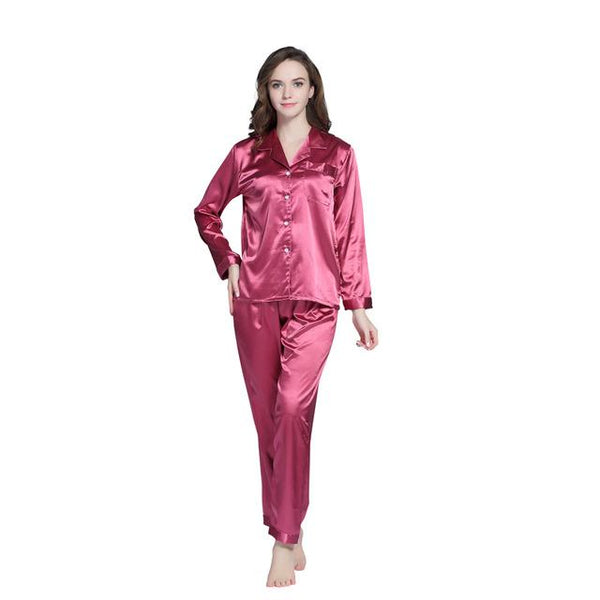 Tony&Candice Hot Sale Couple Silk Pajamas Set Men Stain Nightgown Lovers Sleepwear Slim Loungewear For Ladies Classic Style