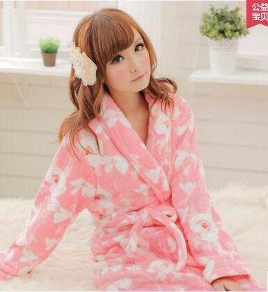 Winter flannel robe men bathrobe lovers male thickening coral fleece velvet men couples nightgown long sleeve