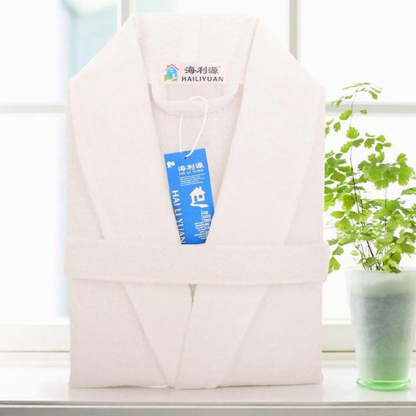 Waffle cotton bathrobe men  summer women nightgoen sleepwear ladies blanket towel fleece lovers long soft robe spring