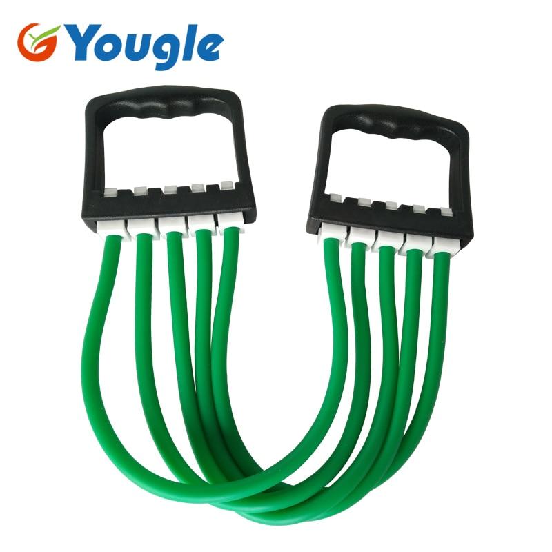 YOUGLE Removable Indoor sports Supply Chest Expander Puller Exercise Fitness Resistance Cable Rope Yoga 5 tube Resistance Bands