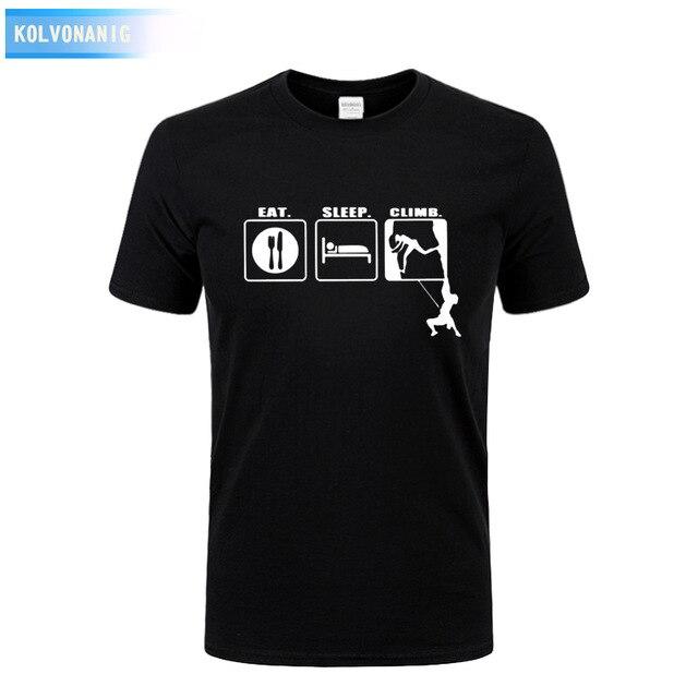 KOLVONANIG 2017 Summer Dress Men T Shirt Eat Sleep Climb Print Funny O-neck Short sleeves T-Shirts Tee Shirt Fashion Tshirts Top