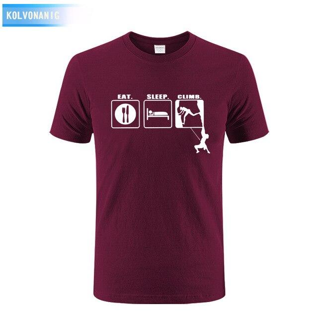 KOLVONANIG 2017 Summer Dress Men T Shirt Eat Sleep Climb Print Funny O-neck Short sleeves T-Shirts Tee Shirt Fashion Tshirts Top