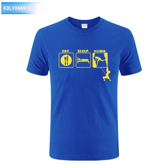 KOLVONANIG 2017 Summer Dress Men T Shirt Eat Sleep Climb Print Funny O-neck Short sleeves T-Shirts Tee Shirt Fashion Tshirts Top