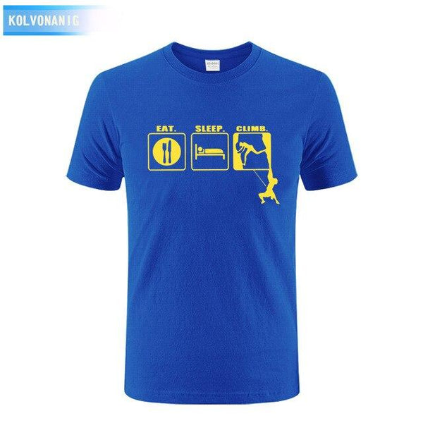 KOLVONANIG 2017 Summer Dress Men T Shirt Eat Sleep Climb Print Funny O-neck Short sleeves T-Shirts Tee Shirt Fashion Tshirts Top