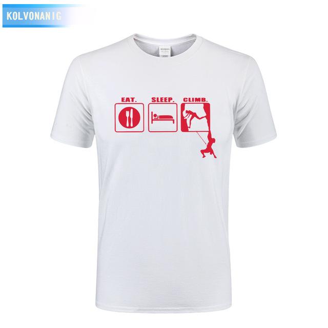 KOLVONANIG 2017 Summer Dress Men T Shirt Eat Sleep Climb Print Funny O-neck Short sleeves T-Shirts Tee Shirt Fashion Tshirts Top