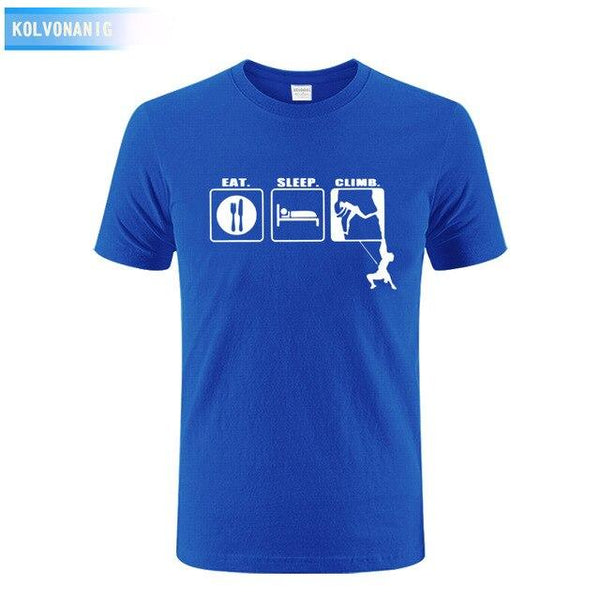 KOLVONANIG 2017 Summer Dress Men T Shirt Eat Sleep Climb Print Funny O-neck Short sleeves T-Shirts Tee Shirt Fashion Tshirts Top