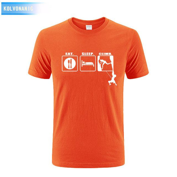 KOLVONANIG 2017 Summer Dress Men T Shirt Eat Sleep Climb Print Funny O-neck Short sleeves T-Shirts Tee Shirt Fashion Tshirts Top