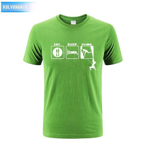 KOLVONANIG 2017 Summer Dress Men T Shirt Eat Sleep Climb Print Funny O-neck Short sleeves T-Shirts Tee Shirt Fashion Tshirts Top