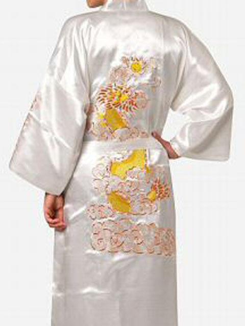 Shanghai Story Chinese men's Satin Polyester Embroidery Robe Kimono Nightgown Dragon Sleepwear M L XL XXL XXXL 5 color